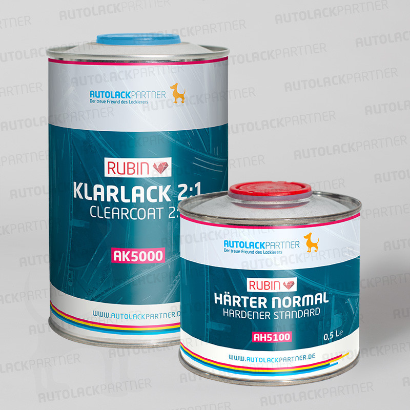 RUBIN Set Klarlack 2:1 AK 5000 1 Liter + Härter Normal AH 5100 0,5 L